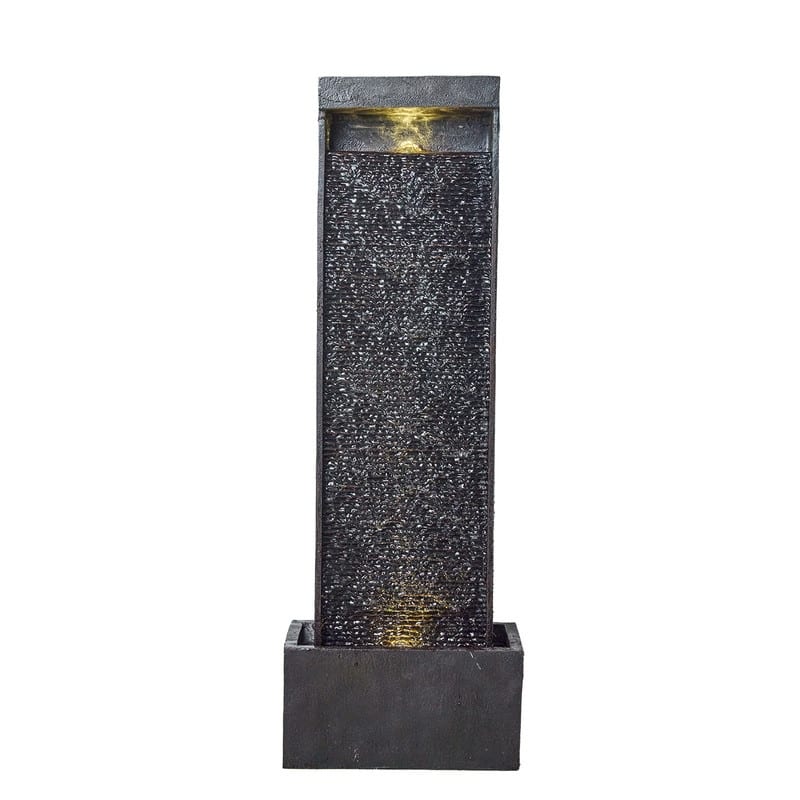 Polyresin Outdoor Modern Sphere and Pedestal Fountain with LED Light and Pump