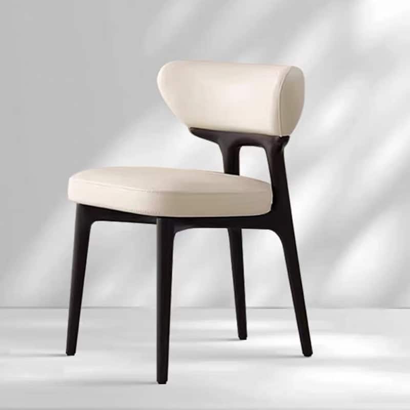 Faux Leather Dining chairs,Black Solid Wood, Beige Faux Leather, Set of 2, Not Assembled need