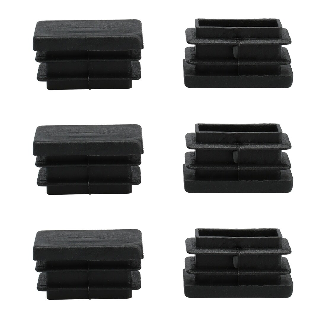 13 x 26mm Plastic Rectangle Ribbed Tube Inserts End Cover Cap Table Feet 25pcs