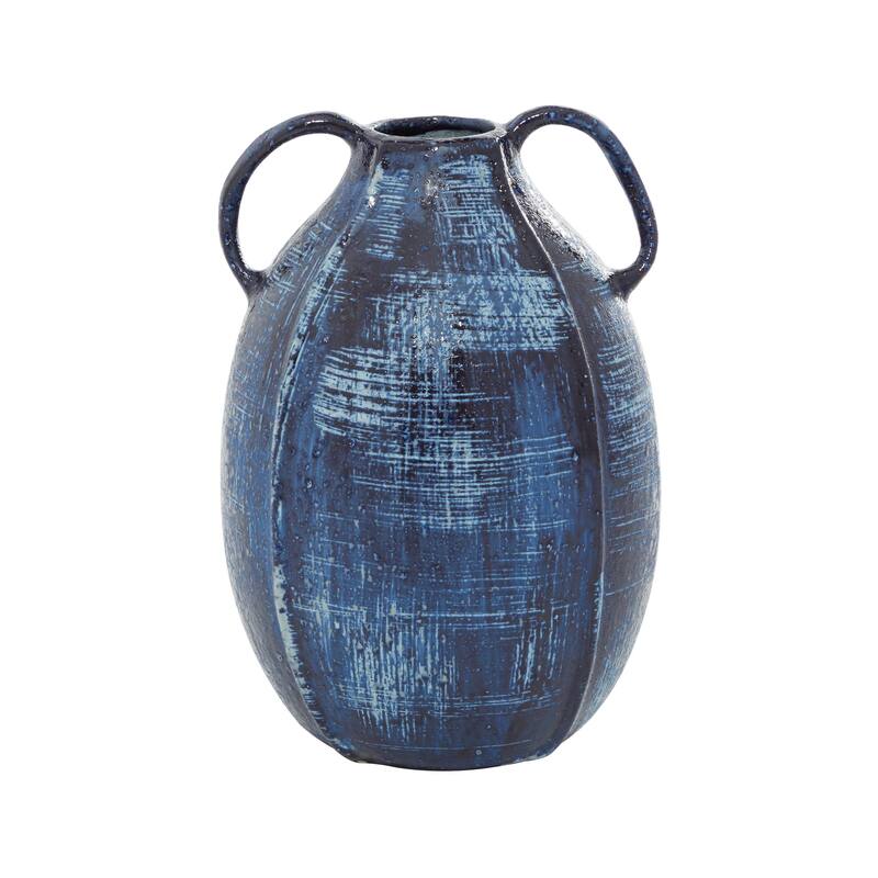 Ceramic Decorative Vase with Handles - Blue - Roche River Decor - Blue