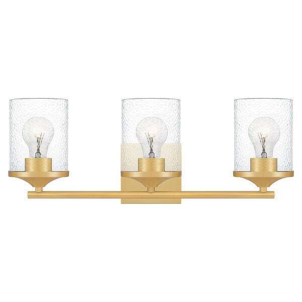 slide 2 of 24, Quoizel Abner Steel 3-light Bath Light Aged Brass