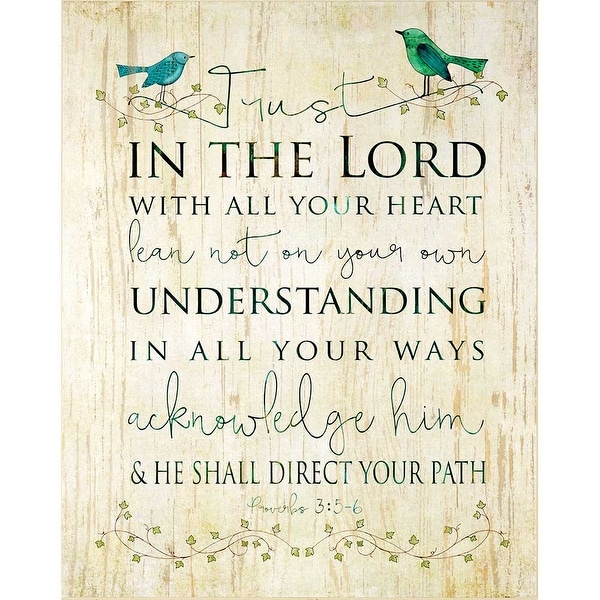 20" Beige and Green Bible Quote Rectangular Wall Plaque - N/A