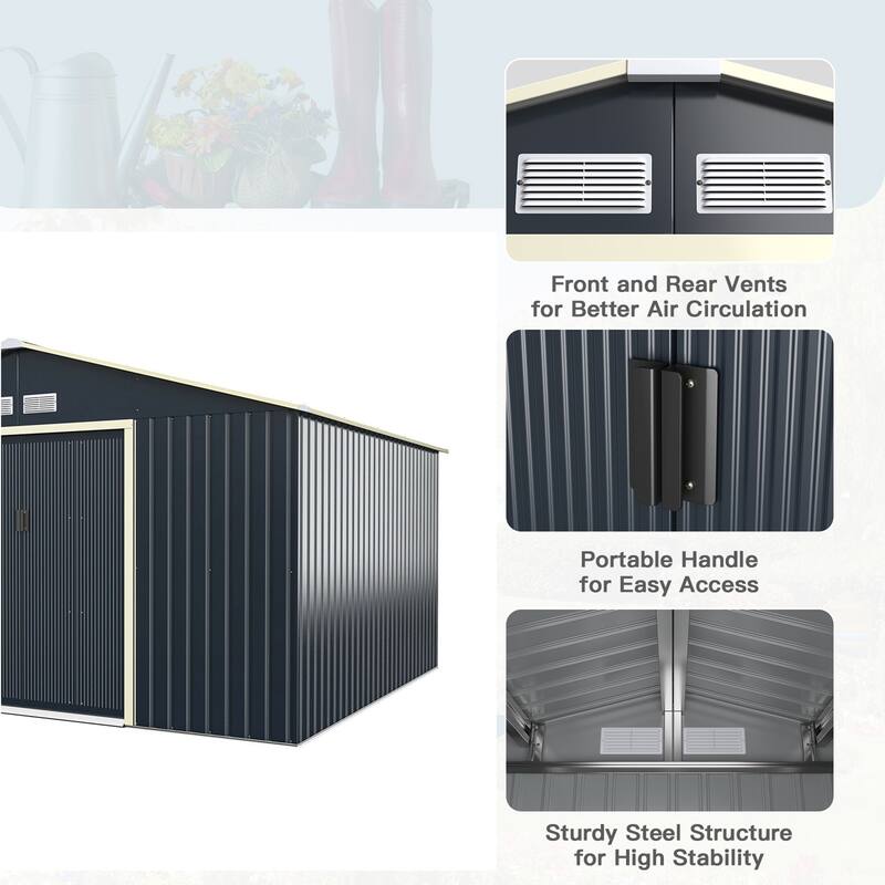 Gymax Outdoor Tool Storage Shed Large Utility Storage House w/ Sliding