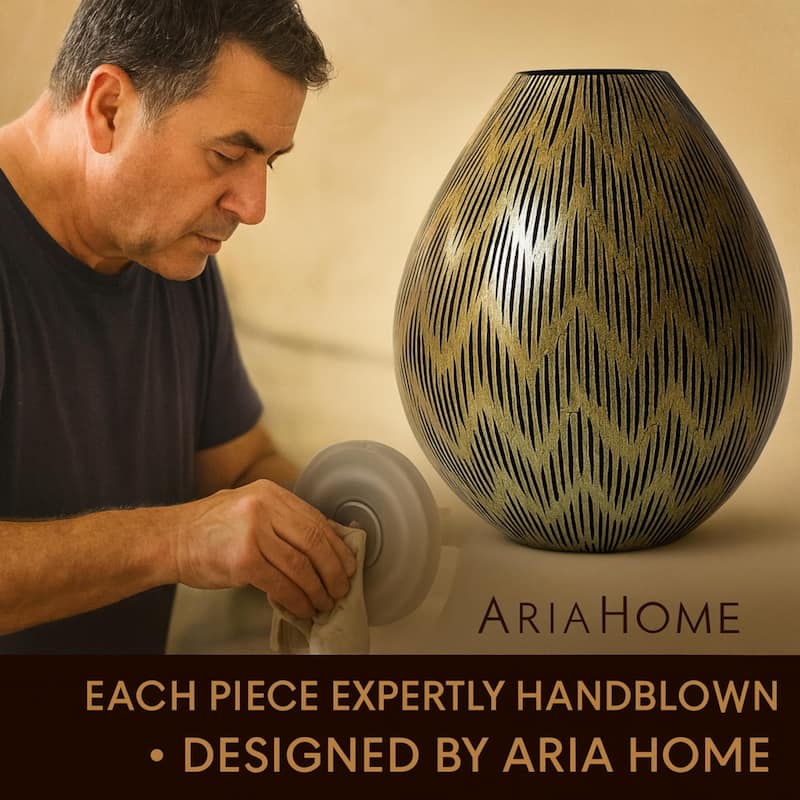 Aria Home Bronze Handblown Glass Set of 2 Modern Decorative Table Vases