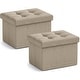 preview thumbnail 1 of 5, 2 Pack Small Rectangle Foldable Storage Ottoman Taupe