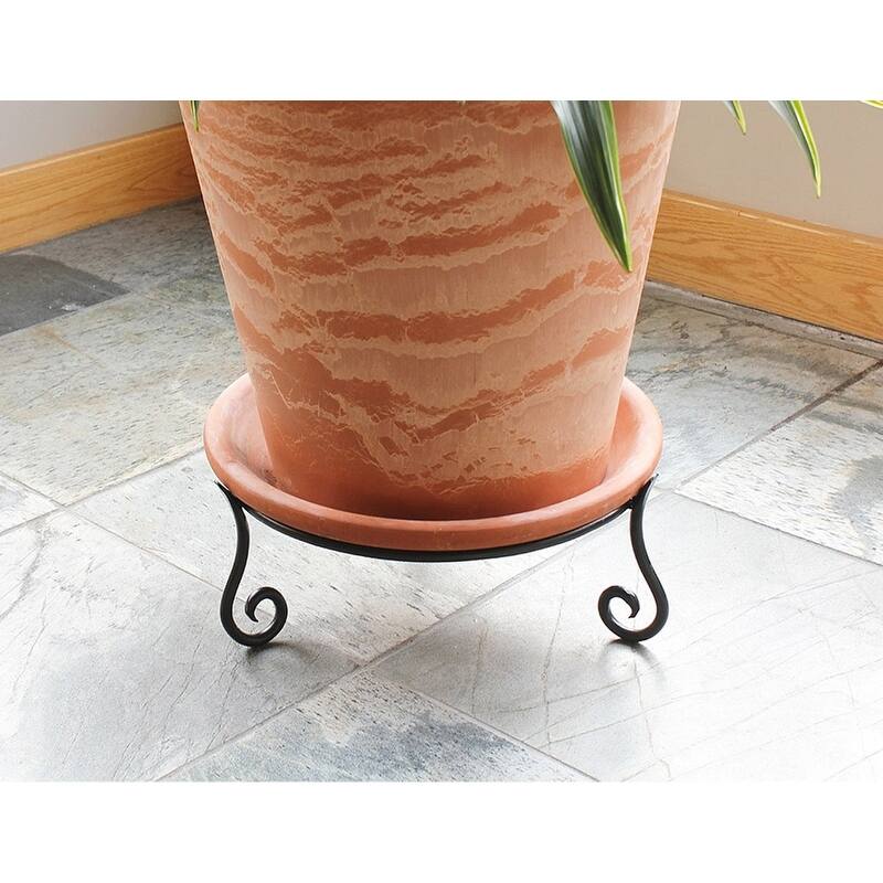 Achla Designs Short Ring Stand II for Planter, Birdbath, Gazing Ball, 14.75 Inch Diameter, Black Powder Coat Finish