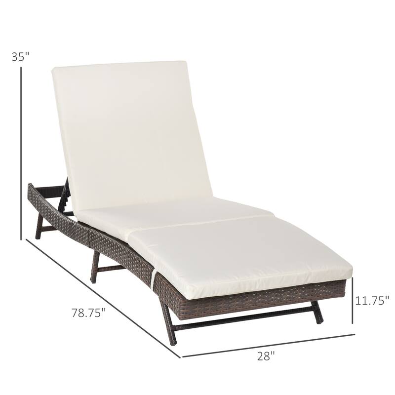 Outsunny 5 Position Adjustable Outdoor PE Rattan Wicker Chaise Patio Louge Chair