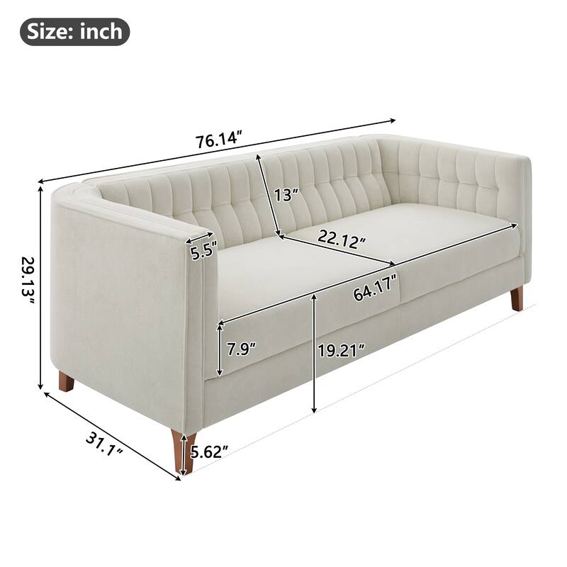 Christopher Knight Home - American Design 76" Upholstered 3-Seater Sofa with Channel Tufted Back