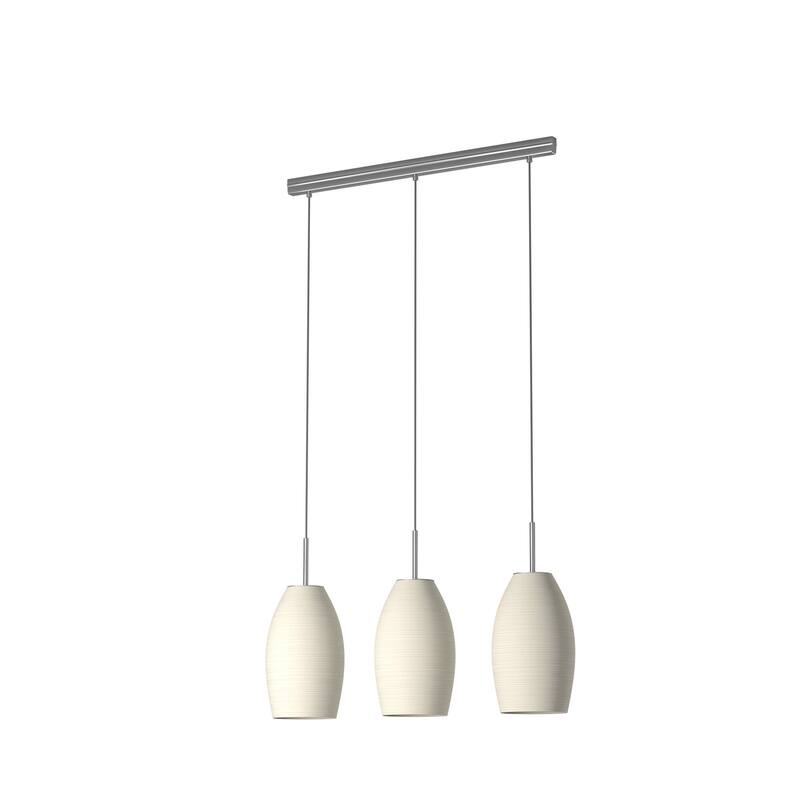Eglo Batista 3-light Matte Nickel Island Light with White Wiped Glass
