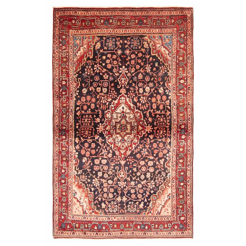 ECARPETGALLERY Hand-knotted Anatolian Vintage Navy Wool Rug - 4'3 x 7'0 - Dark Navy - 4'3 x 7'0