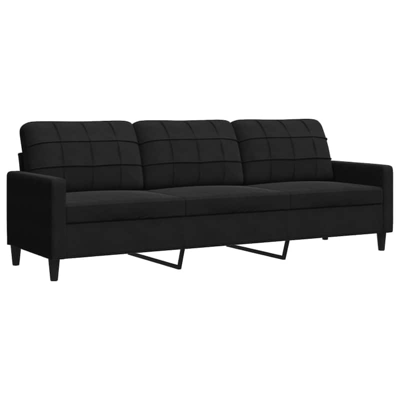 vidaXL 3-seater Sofa Black Velvet, Metal, Plywood, Textilene 82.7 in - 30.3 x 89.0 x 31.5 in