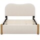 preview thumbnail 12 of 11, Full Size Upholstered Platform Bed With Wood Supporting Feet, Beige