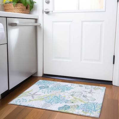 Premium Washable Super Soft Coral Starfish Coastal Mayfield Rug