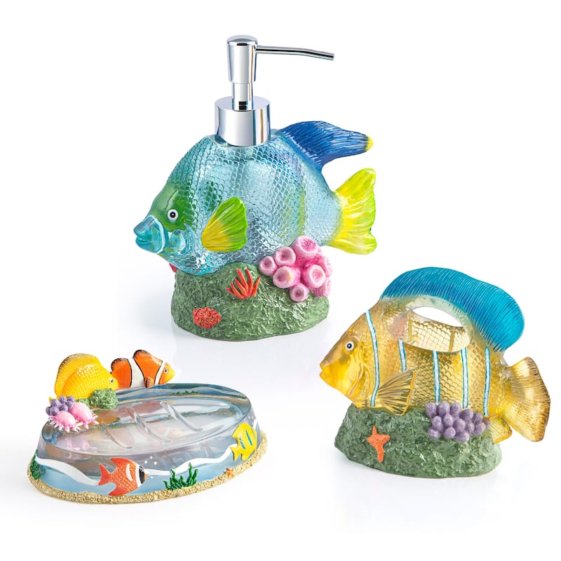 Under The Sea Fish 3-Piece Bathroom Accessory Set - 3 Piece Set
