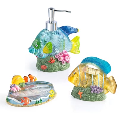 Under The Sea Fish 3-Piece Bathroom Accessory Set - 3 Piece Set
