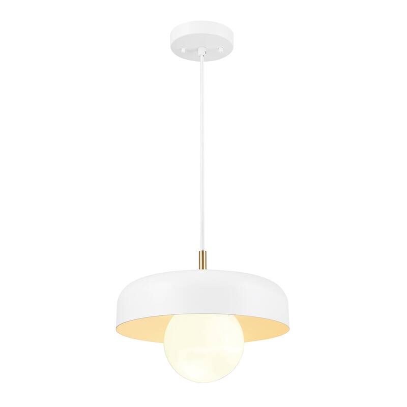 Jackie 1-Light Matte White Pendant with Matte Brass Accents - one size