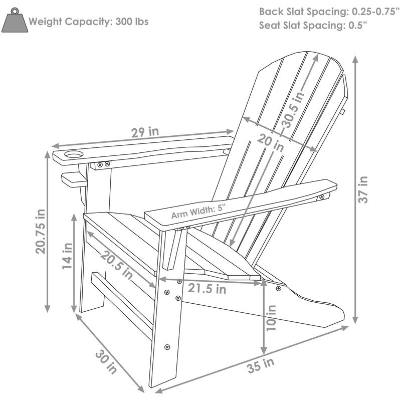 Sunnydaze All-Weather Outdoor Adirondack Chair with Drink Holder