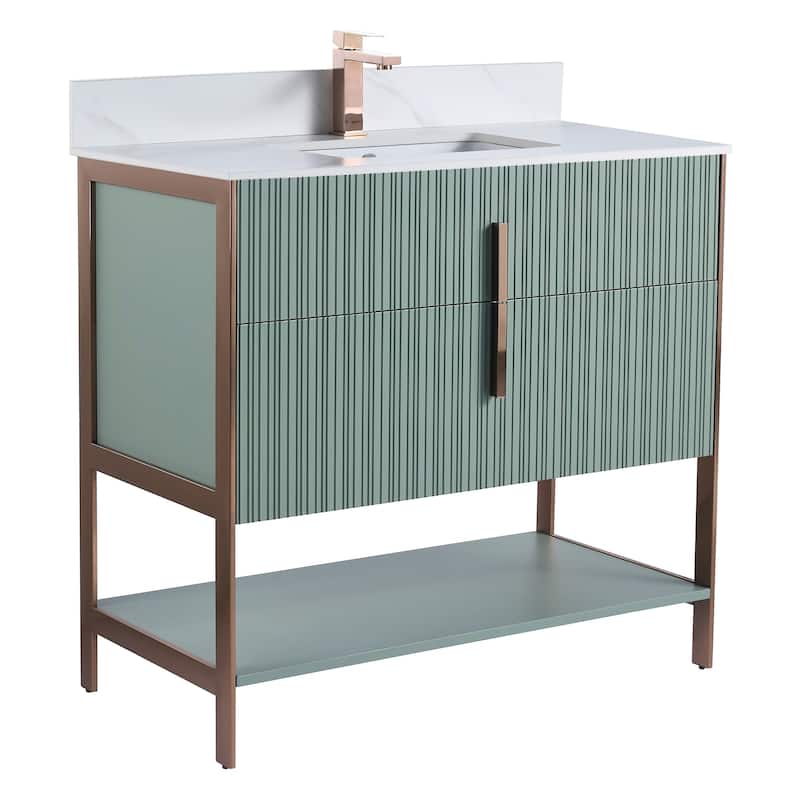 Fine Fixtures Serenity Modern Bathroom Vanity with White Carrara Stone Top