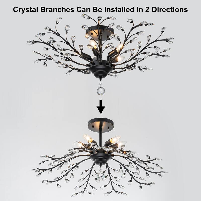 Starsky 5-Light Vintage Crystal Branch Semi-Flush Mount