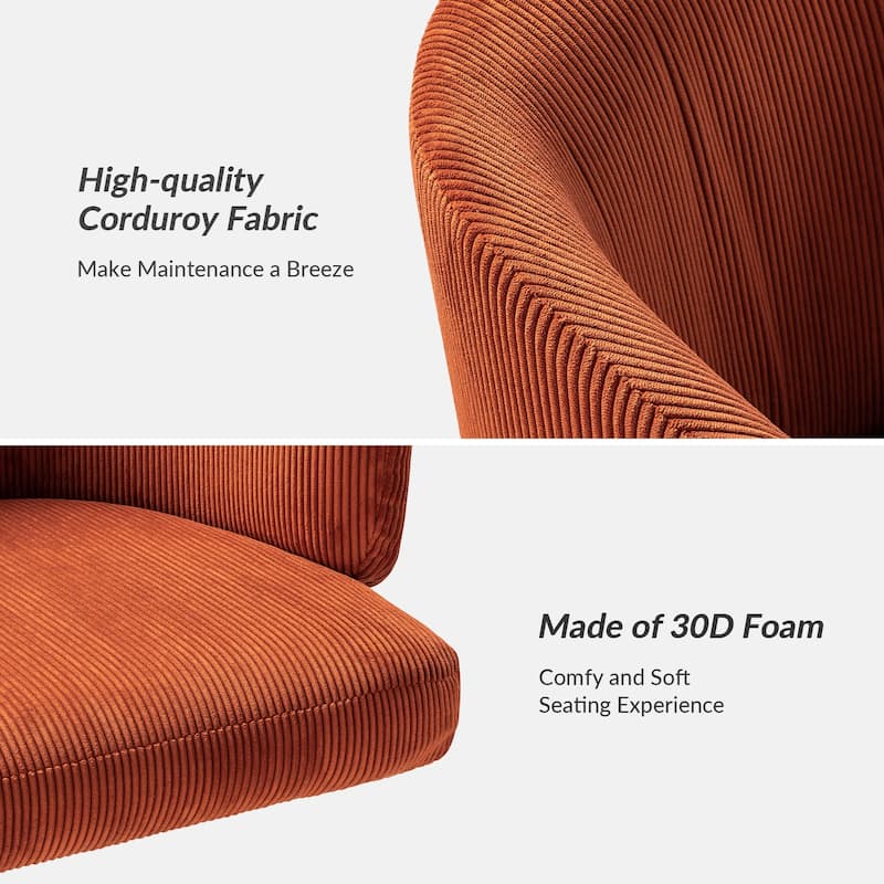 Astore Modern Corduroy Ergonomic Barrel Swivel Office Chair with Height-Adjustable by HULALA HOME