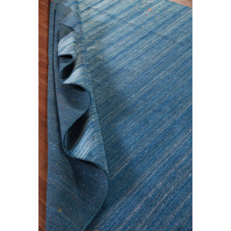 Hand Knotted Oriental 100% Wool Carpet Tribal Tribal Navy Blue & Blues Gabbeh Area Rug - 9' 10'' X 7' 10''