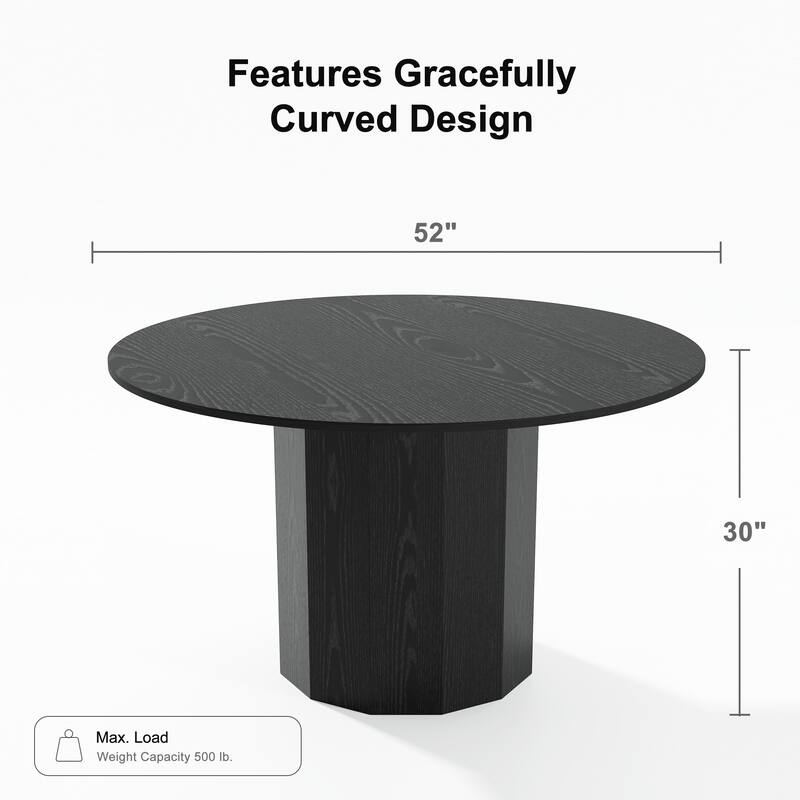 Solid Wood Round Dining Table Kitchen Table for 4-6 with Tabletop and Cylindrical Base for Living/Dining Room Coffee Office