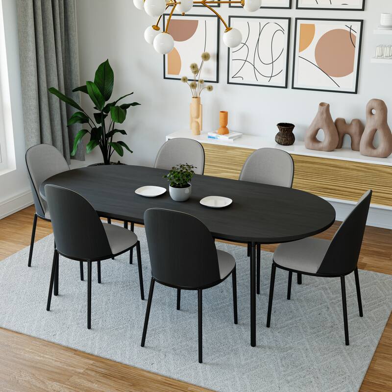 Dining Chair with Upholstered Seat Side Chair with MDF Wood Frame in Steel Set of 4