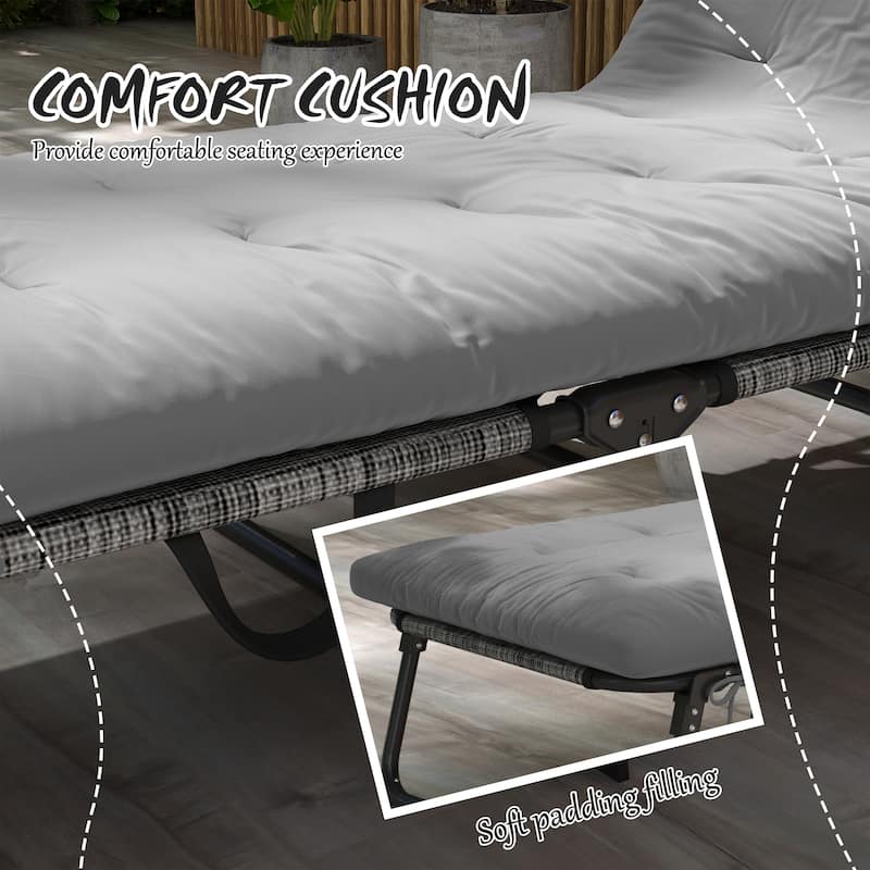 Outsunny Folding Chaise Lounge with 4-level Reclining Back, Outdoor Tanning Chair with Cushion, Outdoor Lounge Chair