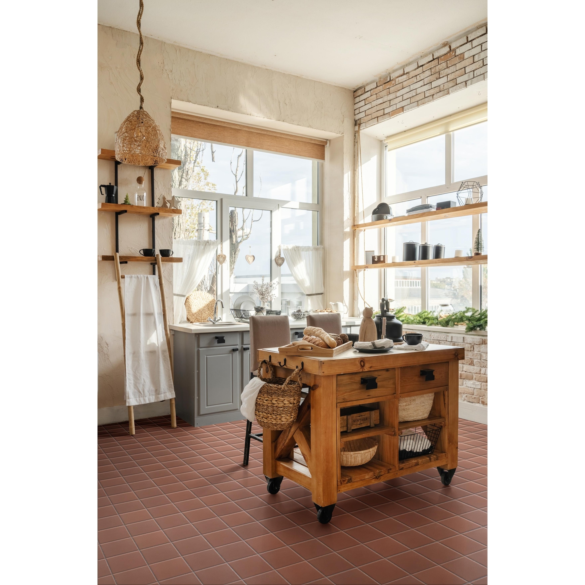 Merola Tile Quarry Red 7-3/4" x 7-3/4" Ceramic Floor and Wall Tile