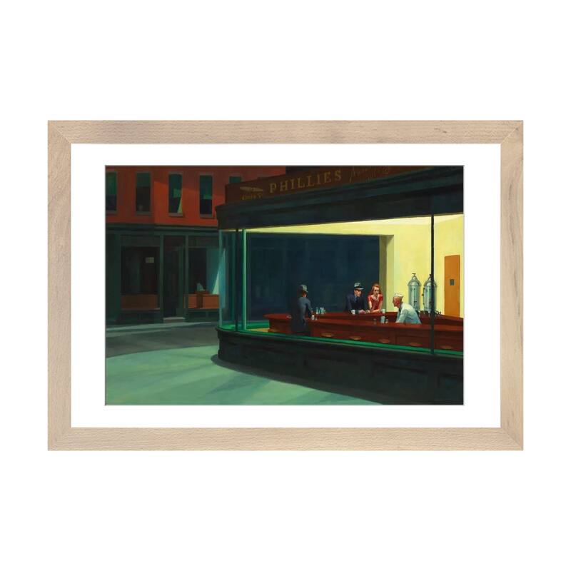 iCanvas "Nighthawks, 1942" by Edward Hopper - Natural - 16x24x1