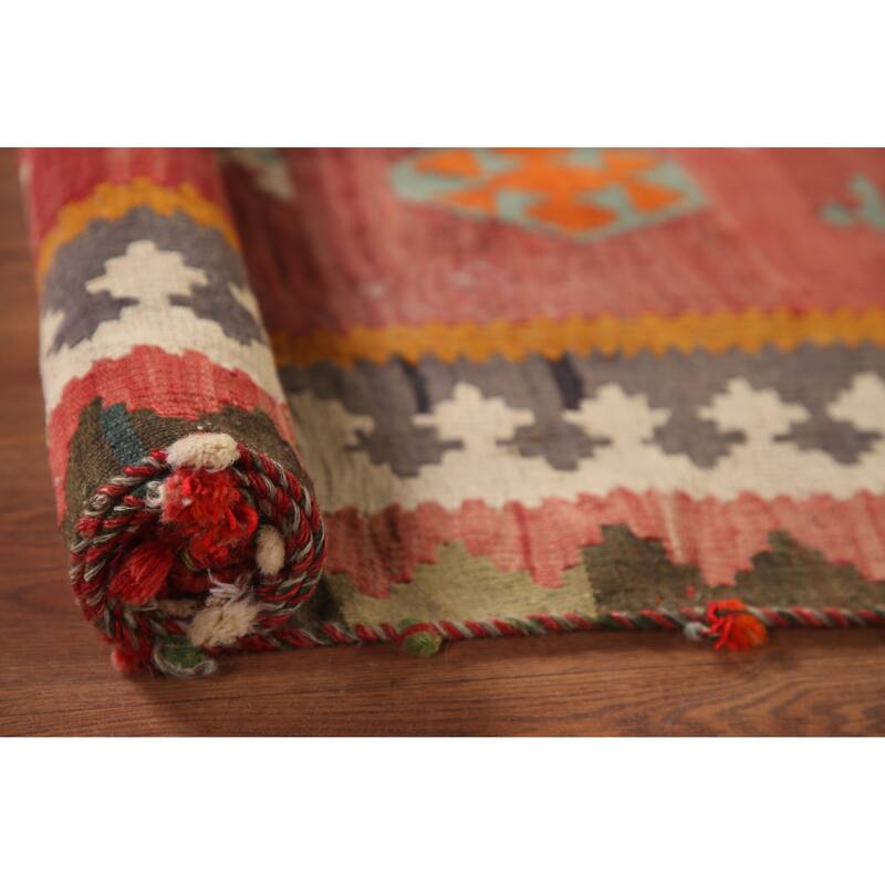 Kilim Qashqai Persian Vintage Area Rug Flatweave Wool Carpet - 4'6" x 7'9"