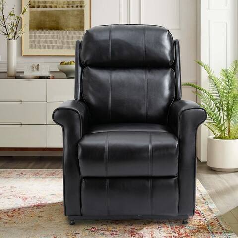 Clihome Blue Faux Leather Elderly Power Lift Recliner Chair