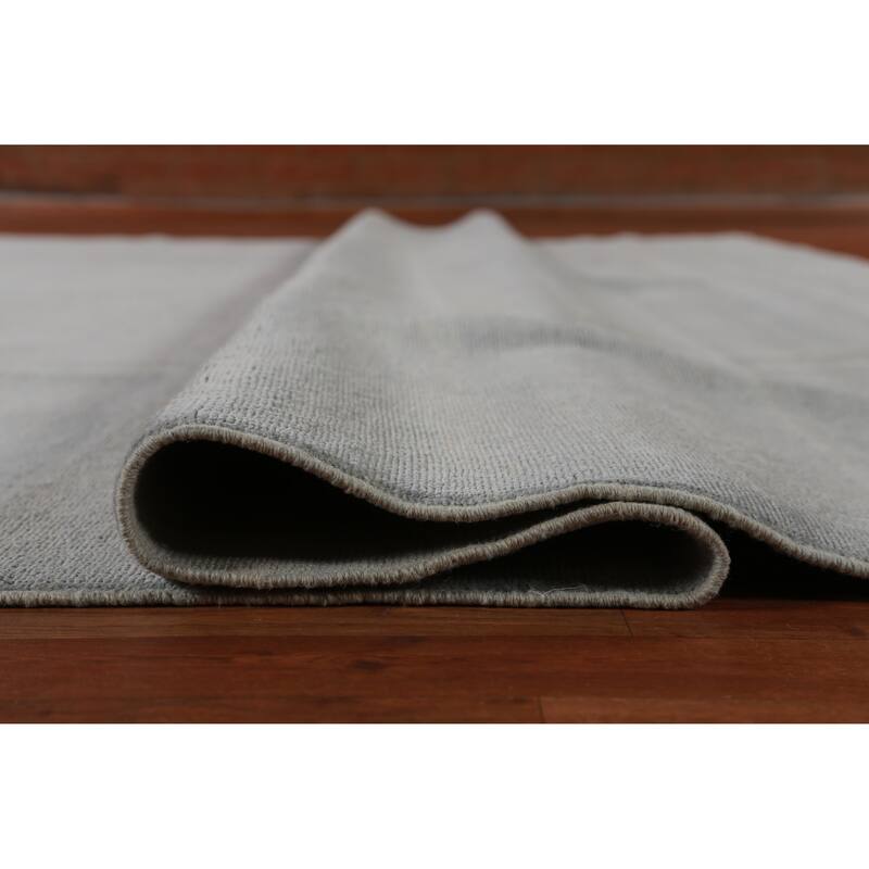 Hand Knotted Oriental 100% Wool Carpet Modern Solid Greys & Charcoal Gabbeh Area Rug - 13' 0'' X 10' 3''