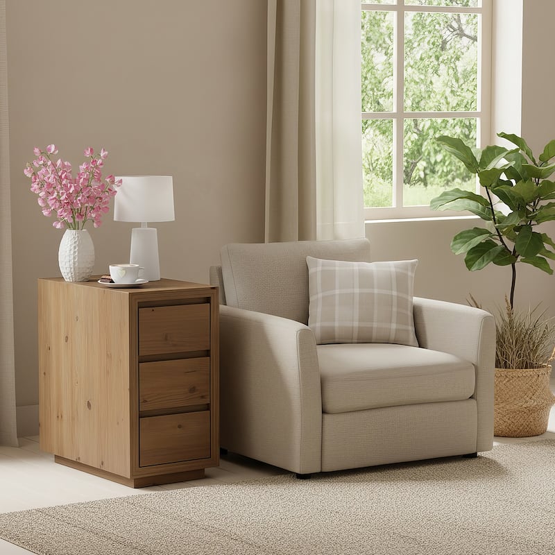 Rustic 3-Drawer Solid Wood Nightstand, Fully Assembled, 23.62"H