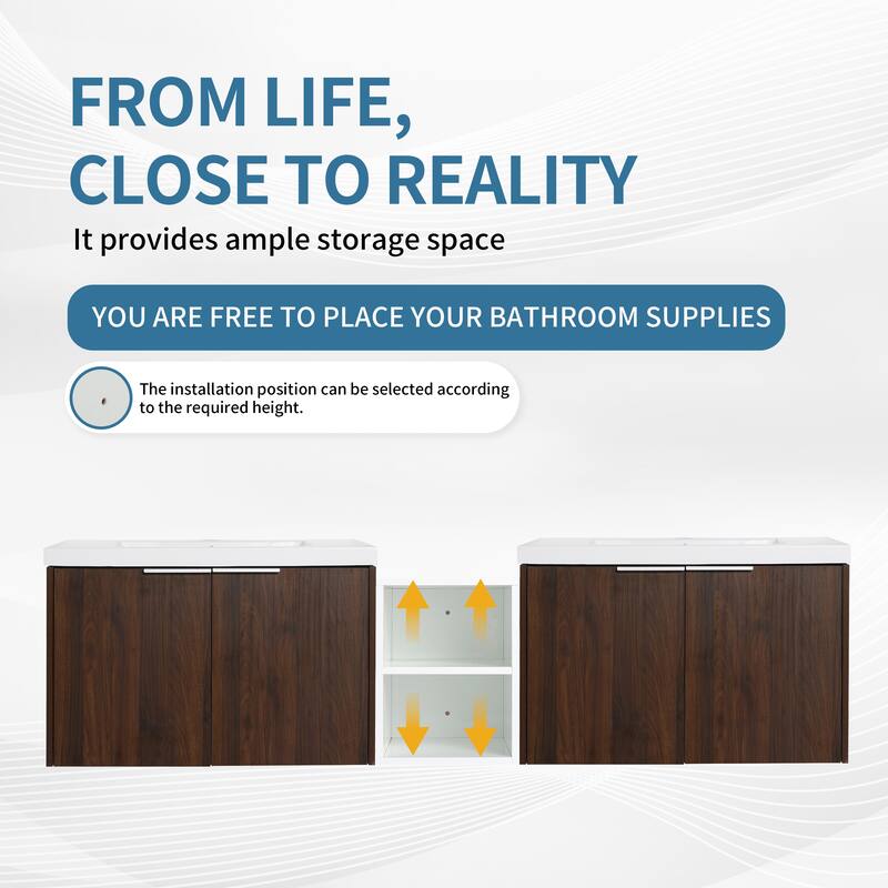 ARTCHIRLY 24/36/48/60/72/84 Inch Bathroom Vanity with Sink, Floating Bathroom Vanity with Soft Close Door and Shelf