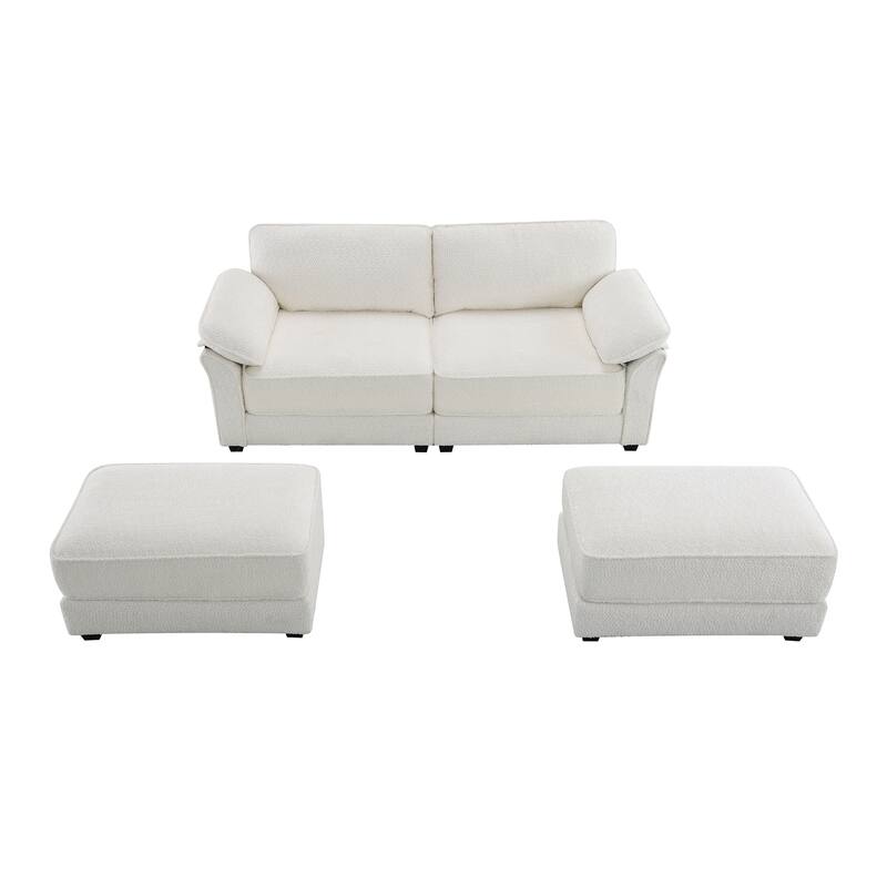 Free Combination Modular Convertible Sectional Sofa Bed Set,Deep-Seat Loveseat with Ottoman