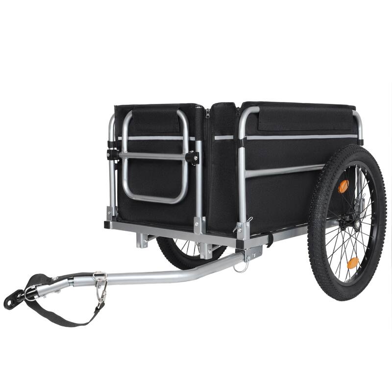 Bike Cargo Trailer, 110lbs Load Capacity, Heavy-Duty Bicycle Wagon Cart, Foldable Compact Storage, Featuring upgraded Fat tires