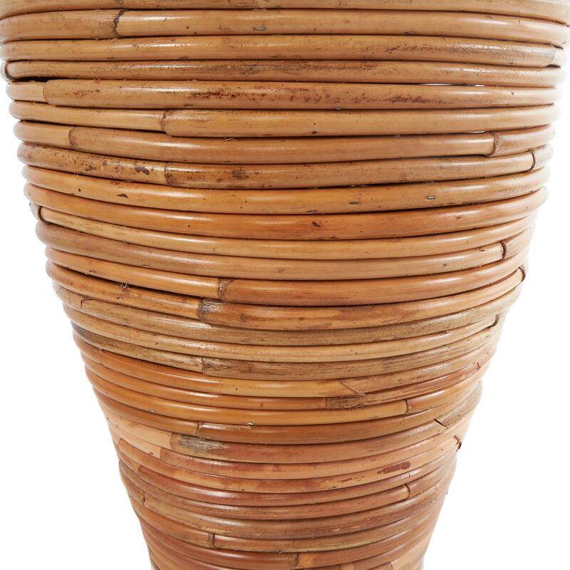 Brown Rattan Handmade Tall Wrapped Decorative Vase