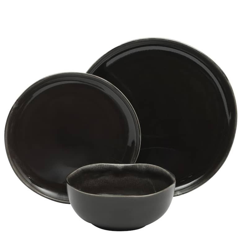 Gibson Soho Lounge Nardini 12 Piece (Service for 4) Plates and Bowls Reactive Glaze Dishes Stoneware Dinnerware Set