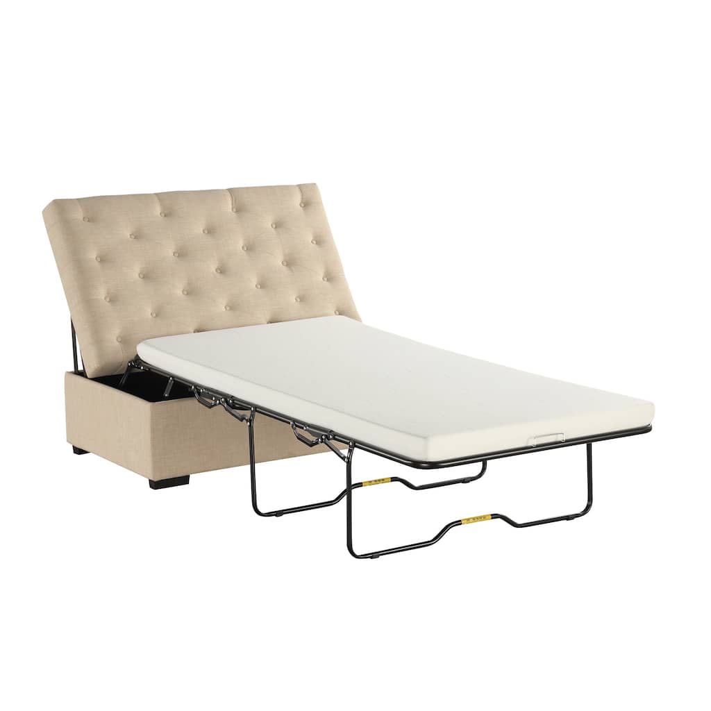 Roomfitters 49.6" Folding Ottoman Sleeper Sofa with Memory Foam Mattress and Tufted Design