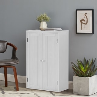 Floor Cabinet White Side Storage Organizer Cabinet Console Table - On ...