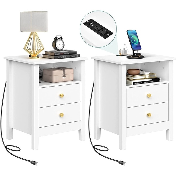 Bedside table with outlet and usb top