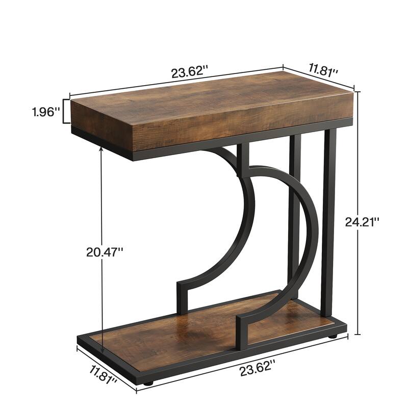 Modern Side Table, C Shaped End Table, Chairside Sofa Bedside Table for Living Room