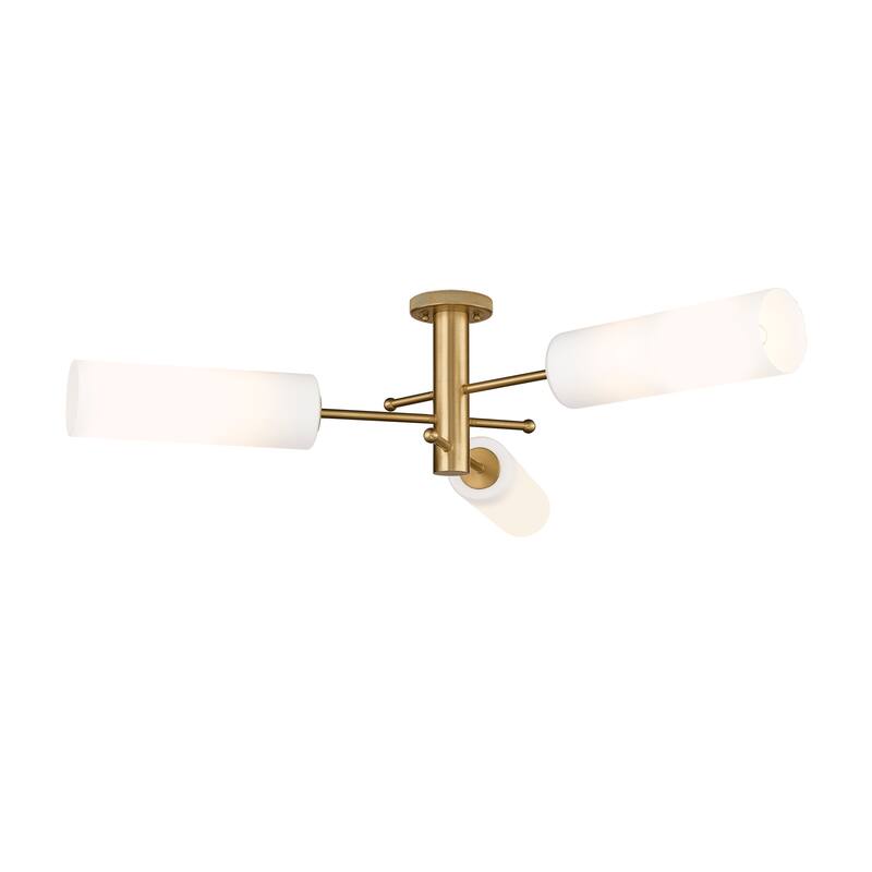 Innovations Lighting Crown Point - 3 Light 12" Flush Mount - Brushed Brass/Matte White