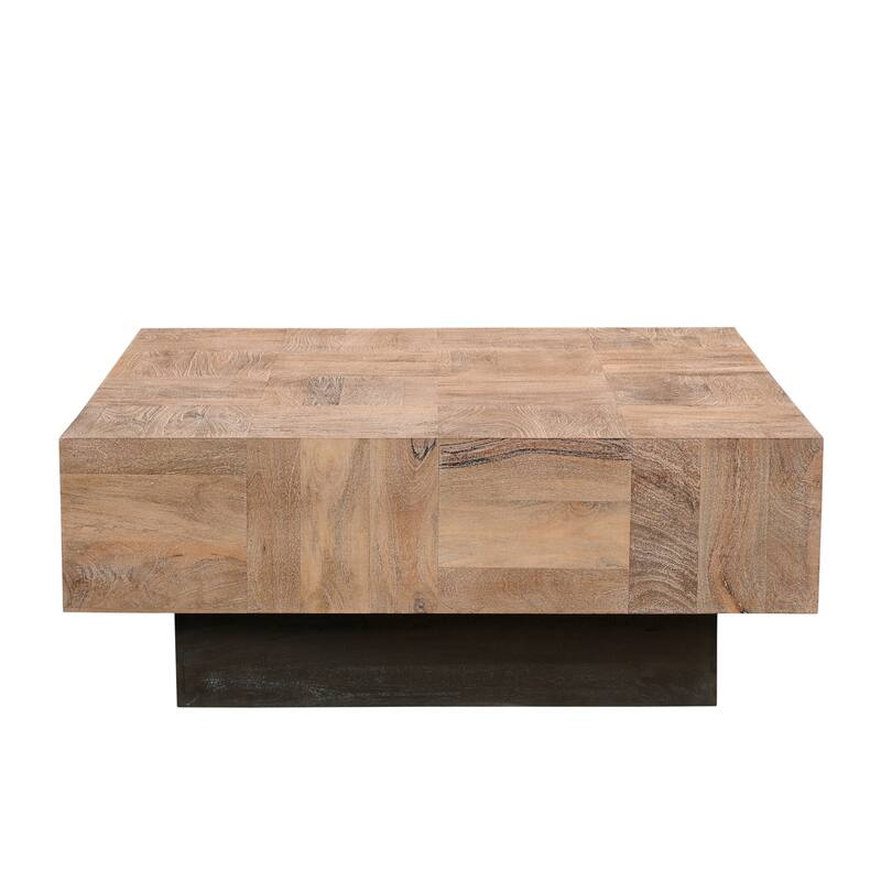 HomeRoots 40" Brown And Black Solid Wood Square Coffee Table - 40
