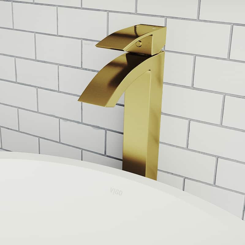 VIGO Duris Single-Handle Single Hole Bathroom Vessel Sink Faucet - Matte Gold
