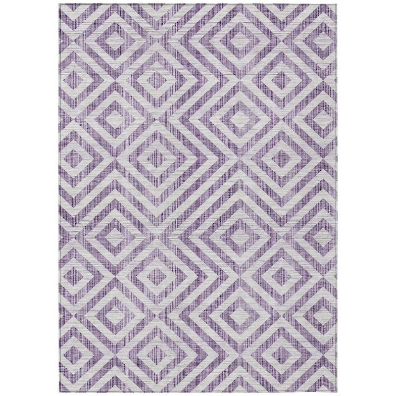 Machine Washable Indoor/ Outdoor Chantille Geo Diamond Rug