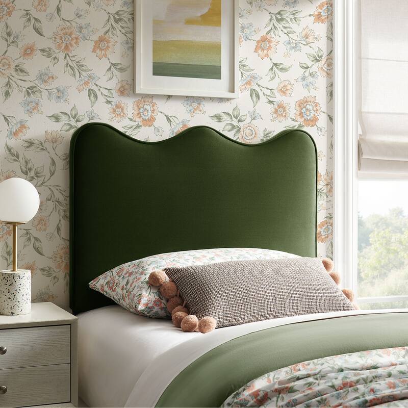Athena Stain-Resistant Performance Velvet Headboard - Moss Green - Twin