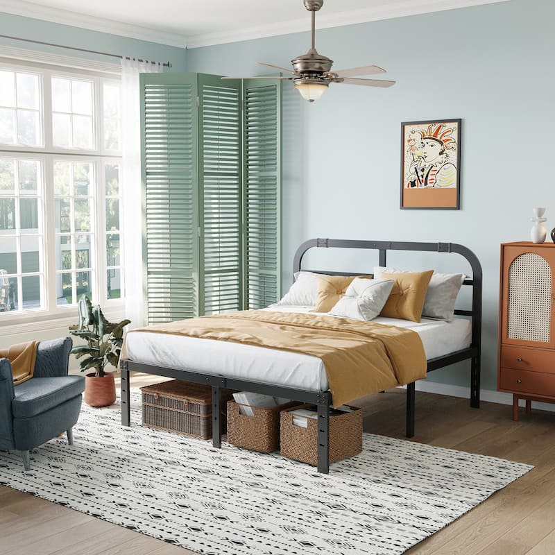 40 Inch Bed Frame With Headboard, Easy to assemble - King