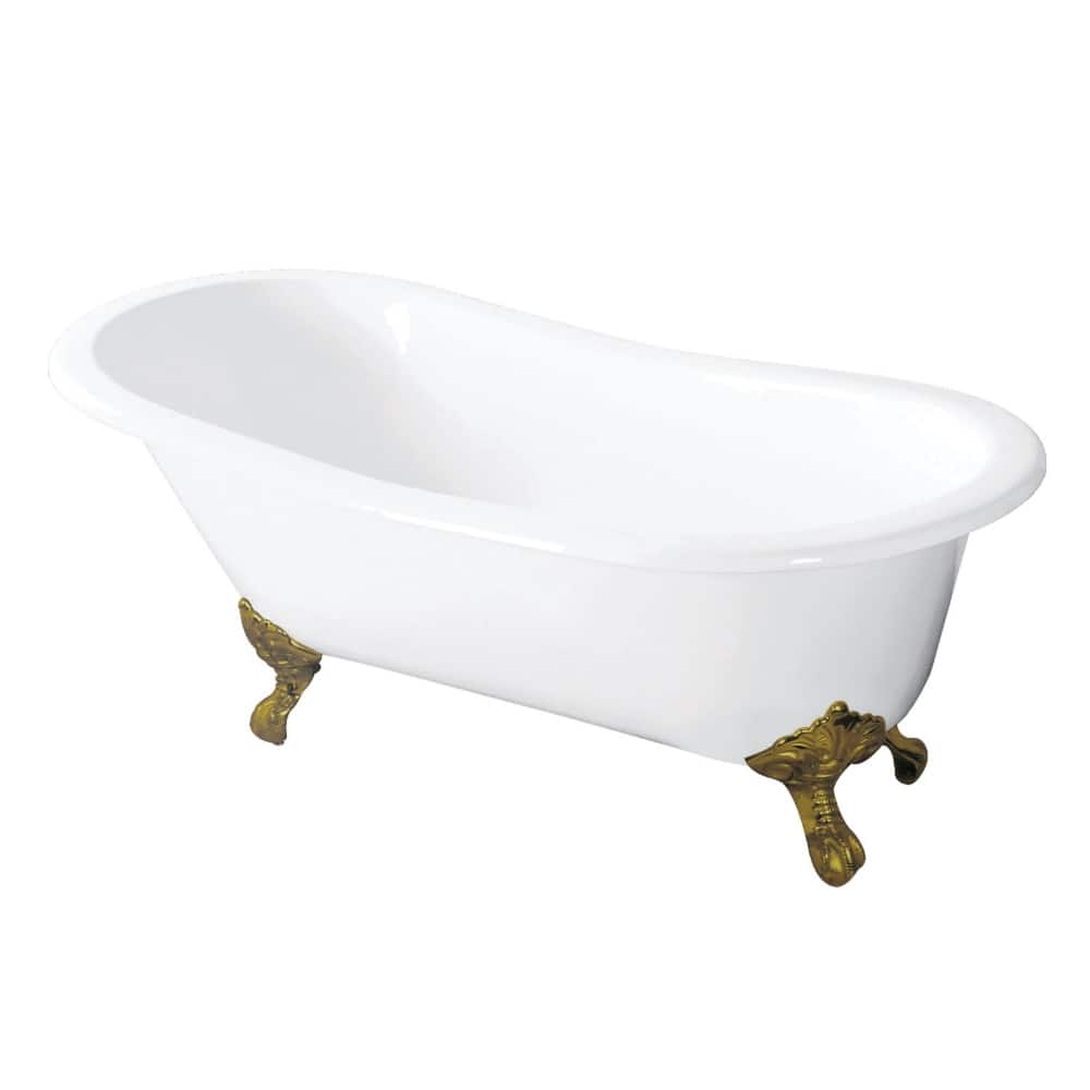 Kingston Brass Tazatina 54" Clawfoot Cast Iron Soaking Tub with
